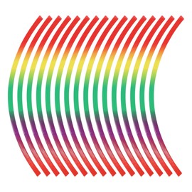 Partuto 16 Pcs Wheel Rim Stickers Arc-Shape Car Wheel Rim Tapes Decoration Stickers for 17"-19" Rim Assorted Color PET