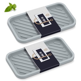 EG-SIPRO Kitchen Sink Organizer Tray,Sponge Holder for Kitchen Sink Bathroom Counter Tray Sponge Caddy Silicone Soap Holder for Soap Dispenser, Bottle, Dishwashing Accessories(2-Pack)