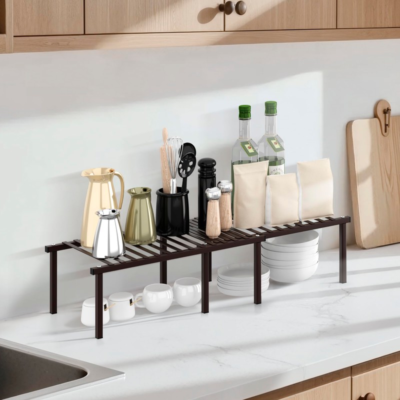 STORAGE MANIAC Set of 4 Expandable Kitchen Cabinet Organizer Shelf
