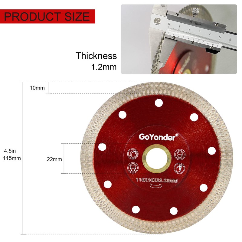 GoYonder 4.5 inch Super Thin Diamond Tile Blade, X Teeth