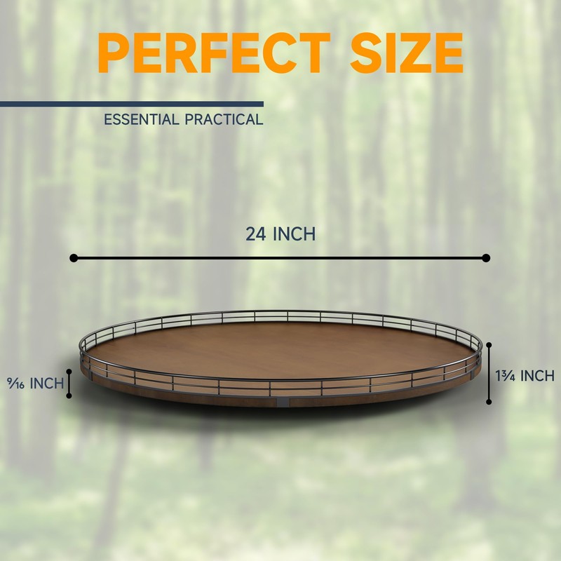 Farmhouse Oak 24" Lazy Susan Turntable Organizer for Cabinet, Round