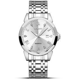 LN LENQIN Mens Watches Stainless Steel Watches for Men Waterproof Analog Quartz Date Diamond Business Dress Luxury Men's Wrist Watches