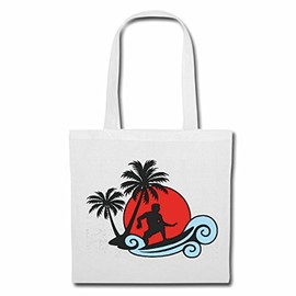 Reifen-Markt Tasche Umhängetasche WELLENREITEN SURFEN BEACH SURFBRETT LONGBOARD WELLENREITEN WELLEN ANFÄNGER SHOP Einkaufstasche Schulbeutel Turnbeutel in Weiß