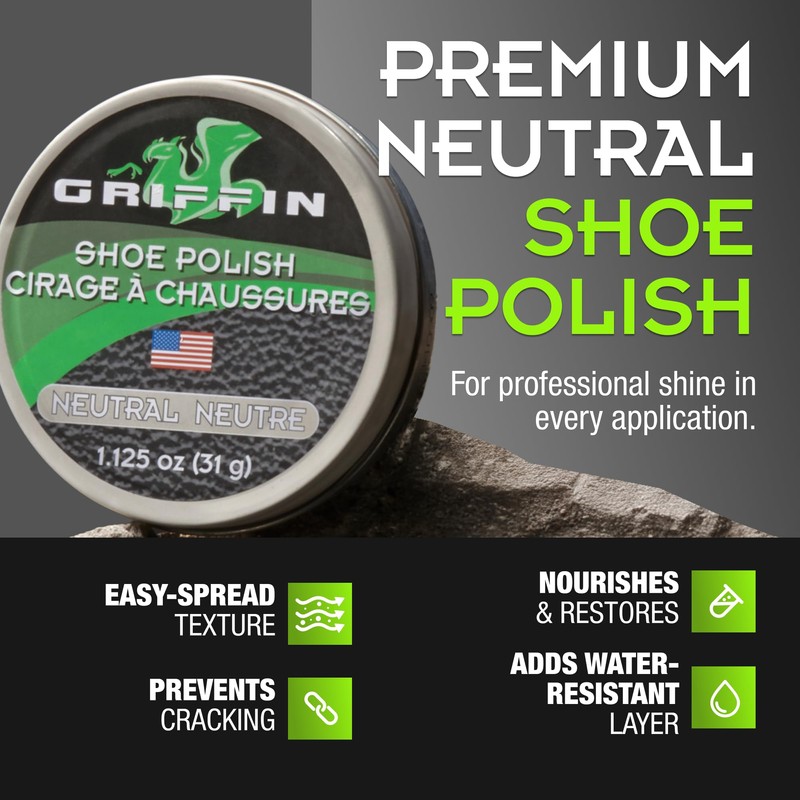 Griffin Neutral Shoe Polish Paste – 1.125 Oz – Conditions