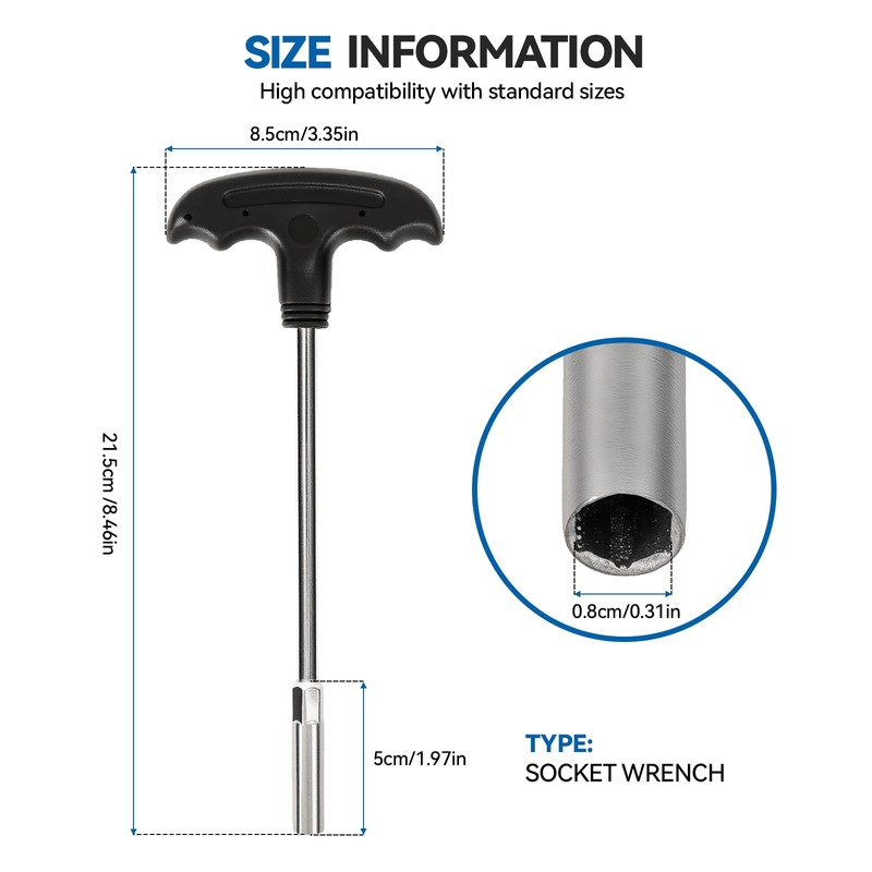 BROQIXIN 8" (8MM) Socket Wrench for Chainsaws, Trimmers and Blowers