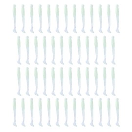 50Pcs Luminous White Soft Plastic T-Tail Grub Worm Baits Fishing Lures Fish Tackle Gear Accessories Suitable for Catching Bass Trout Salmon