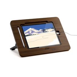 AFOOYO Bamboo Tablet Stand - Portable & Adjustable 5 Angles, Laptop Riser, Book Reading Stand, Compatible with 9.7/10.2/10.5/10.9/11 inches (Walnut Varnish)