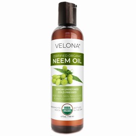 velona Neem Oil USDA Certified Organic - 4 Fl Oz | 100% Pure and Natural Carrier Oil | Virgin, Unrefined, Cold Pressed | Hair, Body and Skin Care | Use Today - Enjoy Results
