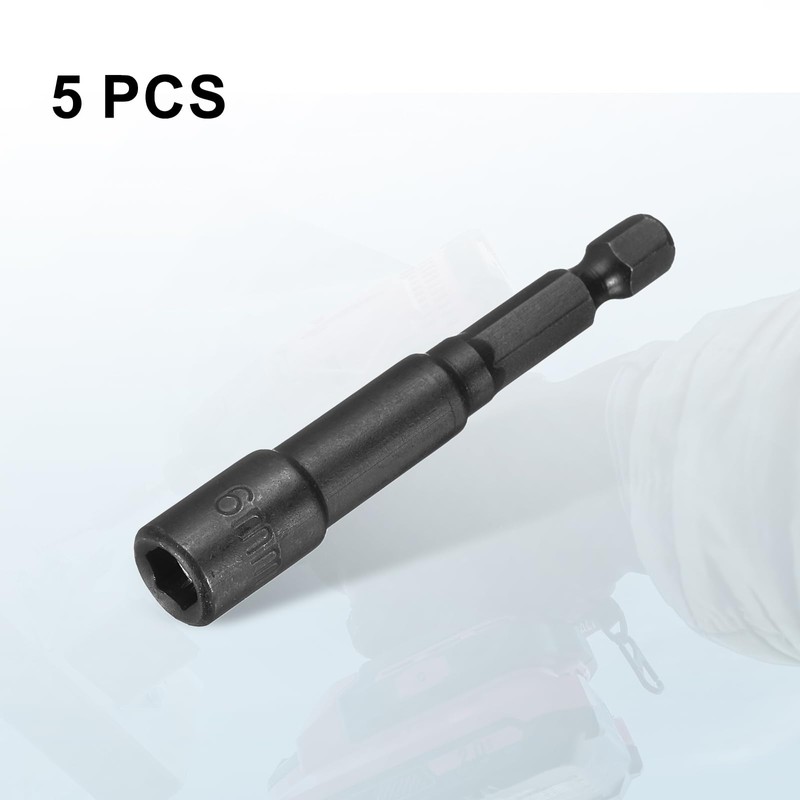 sourcing map 5pcs Magnetic Nut Driver 6mm Hex Drive Socket