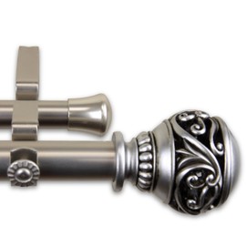 Rod Desyne 100-26-485-D 1" Isabella Double Curtain Rod, 48-84", Satin Nickel