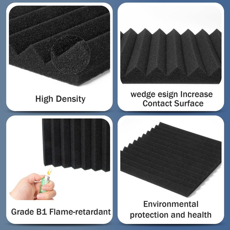 50 Pack Acoustic Foam Panels 1" X 12" X 12"