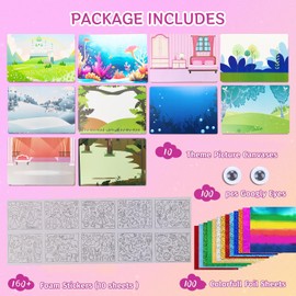 Foil Art Kit for Kids - Arts & Crafts Supplies, Mess Free Coloring, Foil Foam Stickers, 160 Styles of Foam Stickers, Birthday Gifts for Boys & Girls Ages 4 and Up
