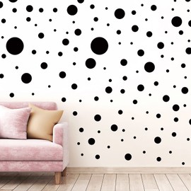 264 Pieces Polka Dots Wall Sticker Circle Wall Decal for Kids Bedroom Living Room, Classroom, Playroom Decor Removable Vinyl Wall Stickers Dots Wall Decals (Black)
