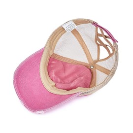 ITODA Girls' Baseball Cap, Ponytail Cap, Mesh Baseball Cap, Adjustable Baseball Cap, Sun Protection, Sun Hat, Children's Shirt Cap, Cool Shield Cap, Summer Sun Cap, Outdoor Beach, pink