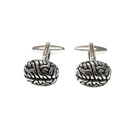 Kiola Designs Silver Toned Anatomical Brain Cufflinks