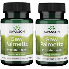 Swanson Saw Palmetto Men Prostate Health Hormone Support Urinary Health 160 Milligrams 120 Sgels (2 Pack)