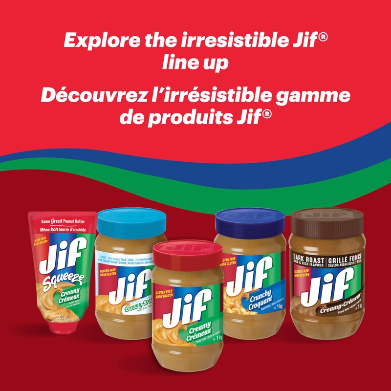 Jif Squeeze Creamy Peanut Butter, Smooth & Creamy Texture, Portable