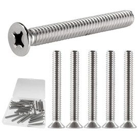 Cionyce 25PC Flat Head Phillips Machine Screws 1/4-20 x 2", 304 Stainless Steel Device Mounting Screws Countersunk Bolt Fastening