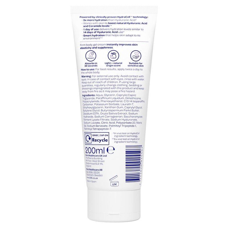 E45 HydroCell Firm Hydrating Body Lotion Gel Cream moisturiser -
