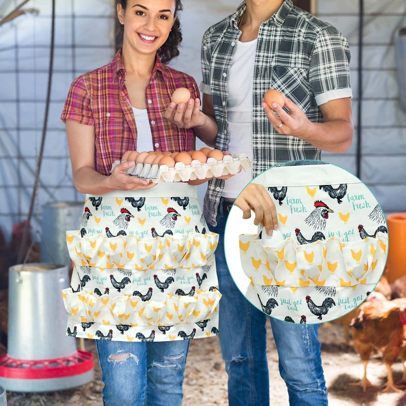Dokeno Egg Apron Collecting with 12 Deep Pockets, Farm Egg