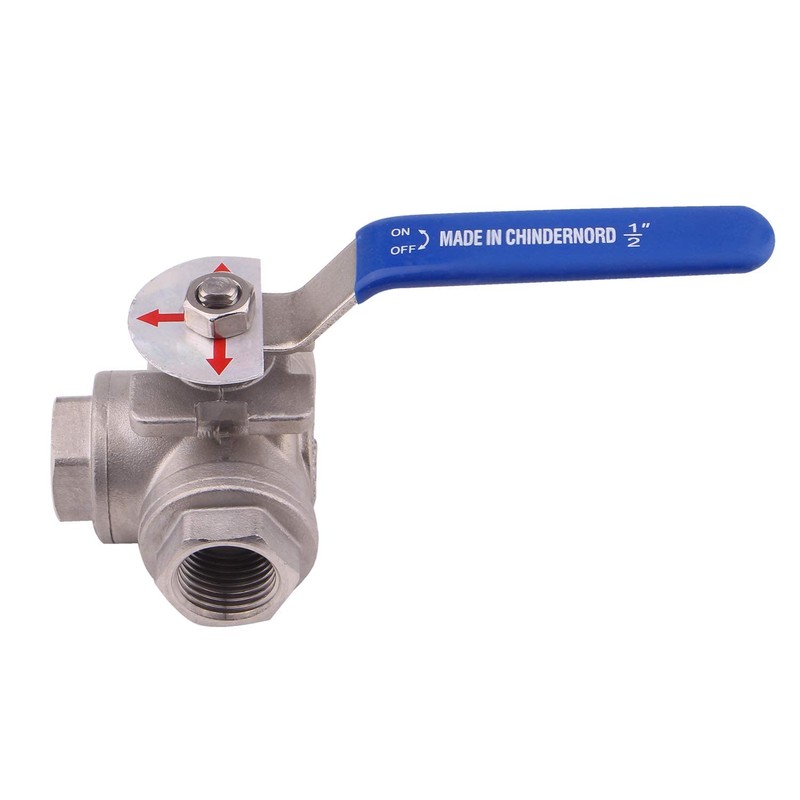 DERNORD 3-Way Ball Valve, T Mounting Pad, Stainless Steel 304