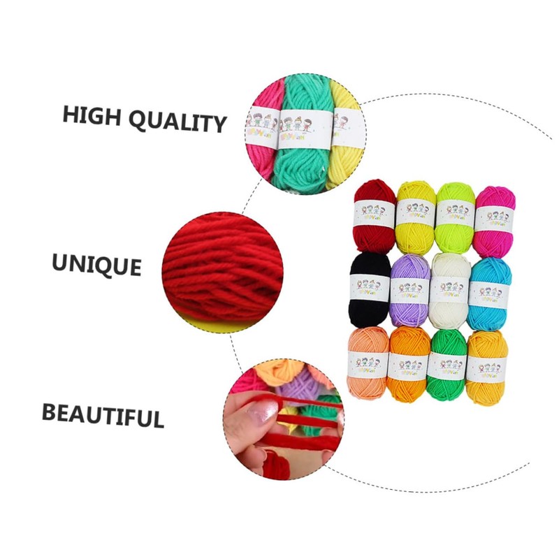IWOWHERO 12pcs Strands Thick Wool Yarn Knitting Supplies Handmade Yarn