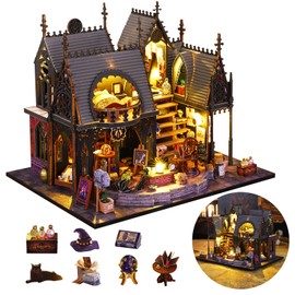 DIY Miniature House Kit, Tiny for Adults to Build, 3D Wooden Puzzles Dollhouse Bookshelf Insert Decor Alley-Creativity Kit with LED Light for Family and Friends (Luna's Magic House)