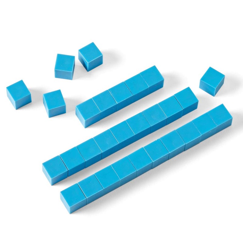 hand2mind Blue Plastic Base Ten Unit Blocks, Place Value Blocks,