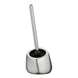 WENKO Biot Toilet Brush Holder Matt Chrome High-Quality Ceramic Brush Holder Including Toilet Brush 26 x 33 x 13 cm Silver
