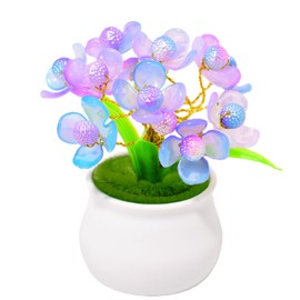 Purple Acrylic Phalaenopsis Small Potted Plants, Office Desktop Decoration, Car Ornaments and Handicrafts, Cute Mini Green Plants