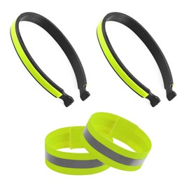 AIYVELU Pack of 4 Bicycle Trouser Clips, Elastic Reflective Band, Reflective Bands, Trouser Protection Bicycle with Strong Reflective Strips for Cycling, Jogging