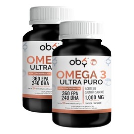 OBY Omega 3, Pack de 240 softgels (120 softgels de 1300 mg por envase) | Alto EPA Y DHA como Trigliceridos | Libre de Metales Pesados con Certificados Internacionales | Tecnologia SIN Sabor SIN Olor