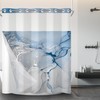 AWERT No Hook Shower Curtain with Snap in Liner Blue