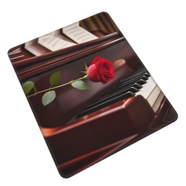 SSIMOO Red Rose On Piano Desk Computer Pad-Gaming Computer Mat for Office and Home Use-Cute Computer Pad, 10 x 12 inch, Black