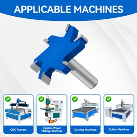 6 Flute CNC Spoilboard Surfacing Router Bit 1/2 inch Shank, Extra Large 3-11/32"/85mm Cutting Dia, Cut Length 5/16"/ 8 mm, Slab Flattening Planing Bit Wood Milling Cutter Planer Woodworking Tool