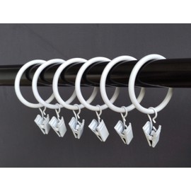 T-Juan MM (1.5") 1.5 Inches Smooth Metal Curtain Rings with Clips (28, White)