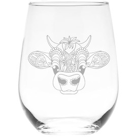Cow stemless wine glass, 17 oz.