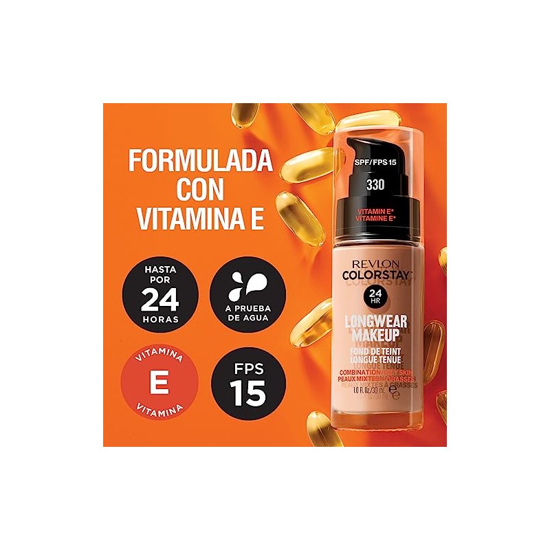 Revlon Base de Maquillaje ColorStay Make Up Cutis Mixto/Graso, Natural
