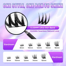 Elitefe Lash Extension Kit DIY Lash Clusters Kit Eyelash Extensions Individual Lashes Extensions with (BondSeal,Tweezers,Remover,120Pcs,Stardream8-16mm)