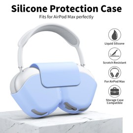 Jiunai Smart Case for AirPods Max Headphone, Enable Sleep Mode Soft Silicone Anti Scratch Protective Magnetic Close Dustproof Portable Travel Carry Storage Case Compatible with AirPods Max 2020 Blue