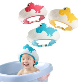 NADINE456 Gorro de Ducha para Niños, 3 Viseras de Baño para Bebés y Niños, Protege los Ojos y Oídos del Champú para Bebés, Lindo Patrón de Dinosaurio