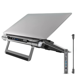 MoSpace 8-in-1 USB Hub PC Stand Docking Station 4K@30Hz HDMI Laptop Stand Dock 100W Rapid Charge 2x USB 3.0 5Gbps Data Transfer 2x USB-C Port Type-C Hub Stand Type 1Gbps Wired LAN Thunderbolt 3 Mobile