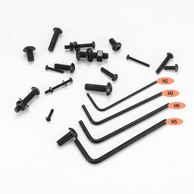 1225pcs M2 M3 M4 M5 Hexagon Socket Screws, Bolts, Nuts,