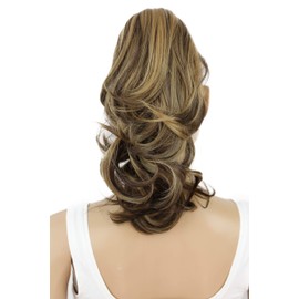 PRETTYSHOP 14" Hair Piece Pony Tail Clip On Extension Voluminous Wavy Heat-Resisting Dark brown mix # 4H27 H60C