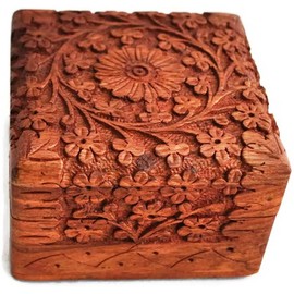 TOSQP27 Jewelry Box Gift for Women Men Girls Mom Mother Sister Father Gifts Novelty Unique Artisan Travel Portable Case Hand Carved Rosewood Jewel Organizer
