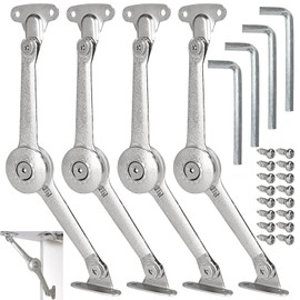 YAYODS 4PCS Heavy Duty Lid Support Hinges, Folding Lid Support Hinge for Kitchen Cupboards Door, Wardrobe, Toy Box Lift Up Stay, Adjustable Angle Safety Soft Close Hinges, with Screws & Hex Key