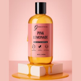 Shea Butter Body Oil – Deeply Nourishing, Lightweight Hydration with Almond Oil, Jojoba Oil & Vitamin E – Natural Moisturizer for Soft, Radiant Skin – 8oz:_Pink Lemonade