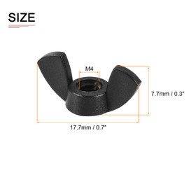 DTGN M4x0.7mm(DxP) Butterfly Wing Nuts - 25Pack - Good for Construction Industry - Nylon Butterfly Wing-Nut - Black