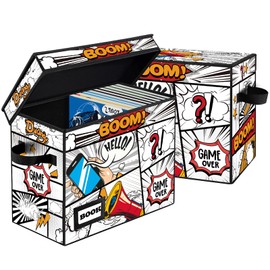 YNSZAS 2 Pack Comic Book Storage Box, Collection Comic Protector Organizer, 15.8" X 7.8" X 11.8", Collapsible Comic Short Box, Holds 160-180 Comic Book, Heavy Duty Comic Book Bin Container Holder