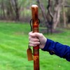 Brazos Handcrafted Wood Walking Stick, Hickory, Traditional Safari Style Handle,